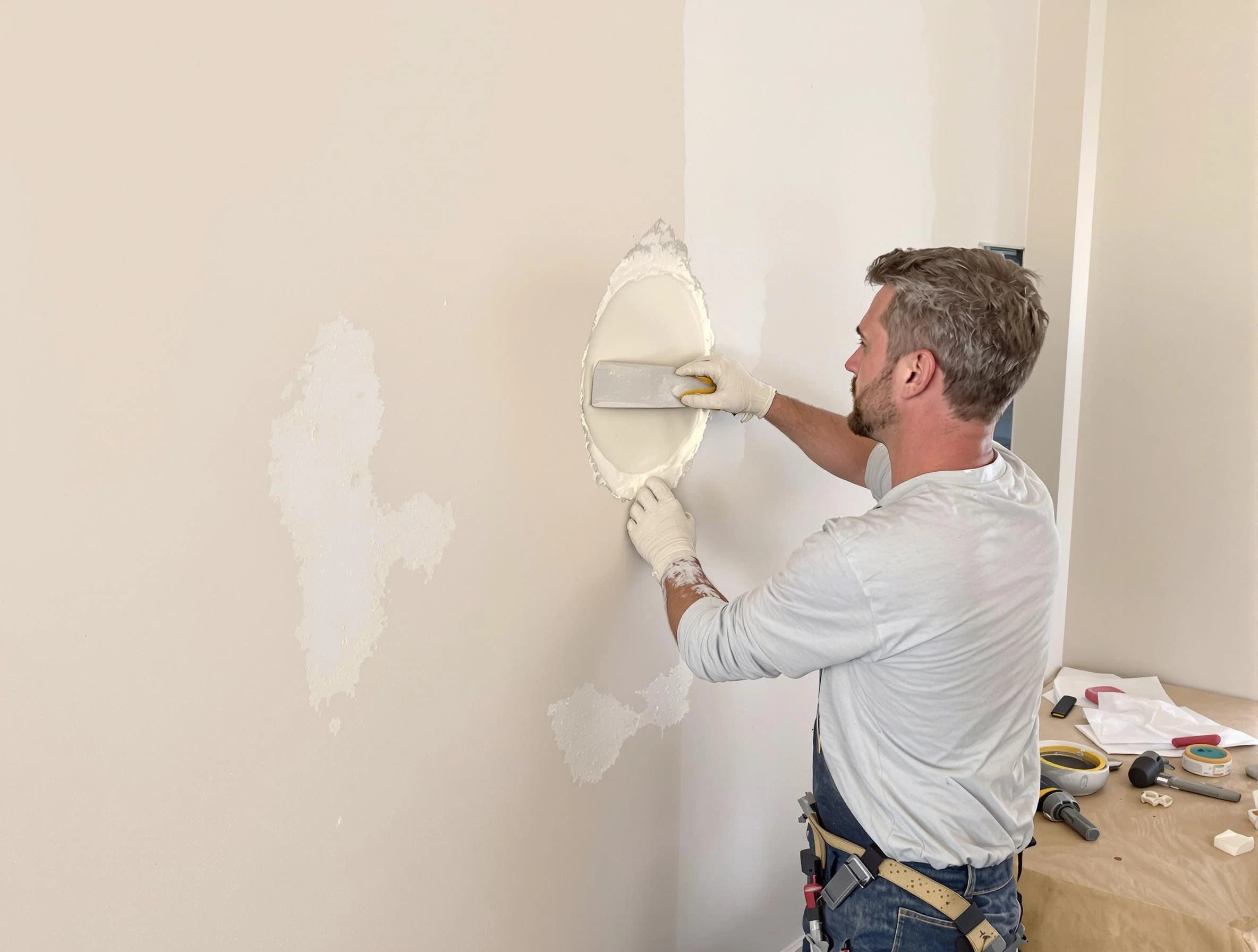 Strongsville House Painters technician patching a drywall hole in Strongsville, OH