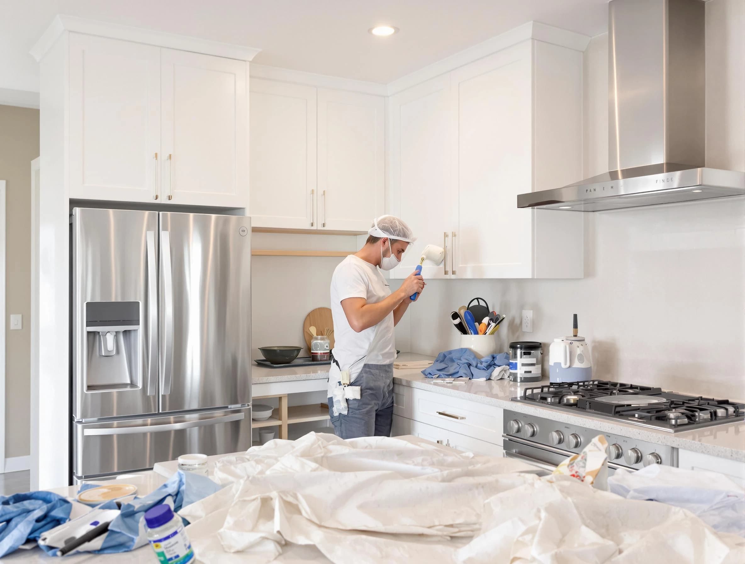 Strongsville House Painters painter applying a fresh coat in a kitchen located in Strongsville, OH